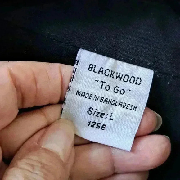 MENS SHIRT BLACKWOOD "TO GO" BLACK SIZE L HIDDEN BUTTONS - Picture 4 of 6